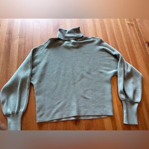 Pink Rose Ribbed Knit Sweater in Soft Green